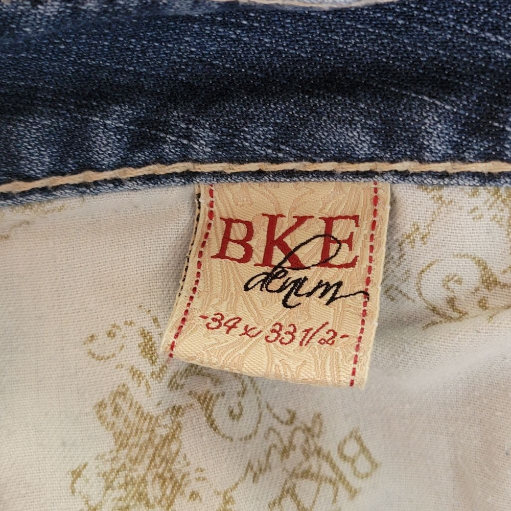BKE 34 Culture Bootcut Boot Cut Medium Wash Mid Rise Stretch Jeans Distressed - Picture 11 of 15